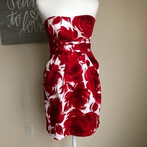 Red & White Strapless Dress, Size 9